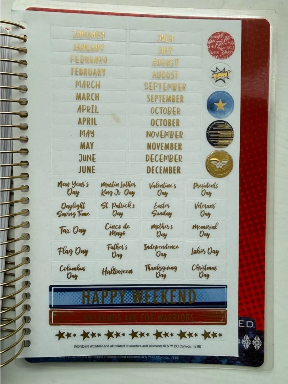 Wonder Woman Spiral Planner Journal Notebook w/ Stickers Monthly Weekly Notes